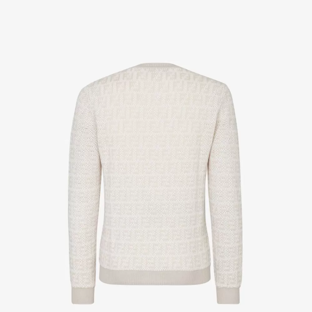Maglieria>Fendi Pullover In Maglia Ff Beige