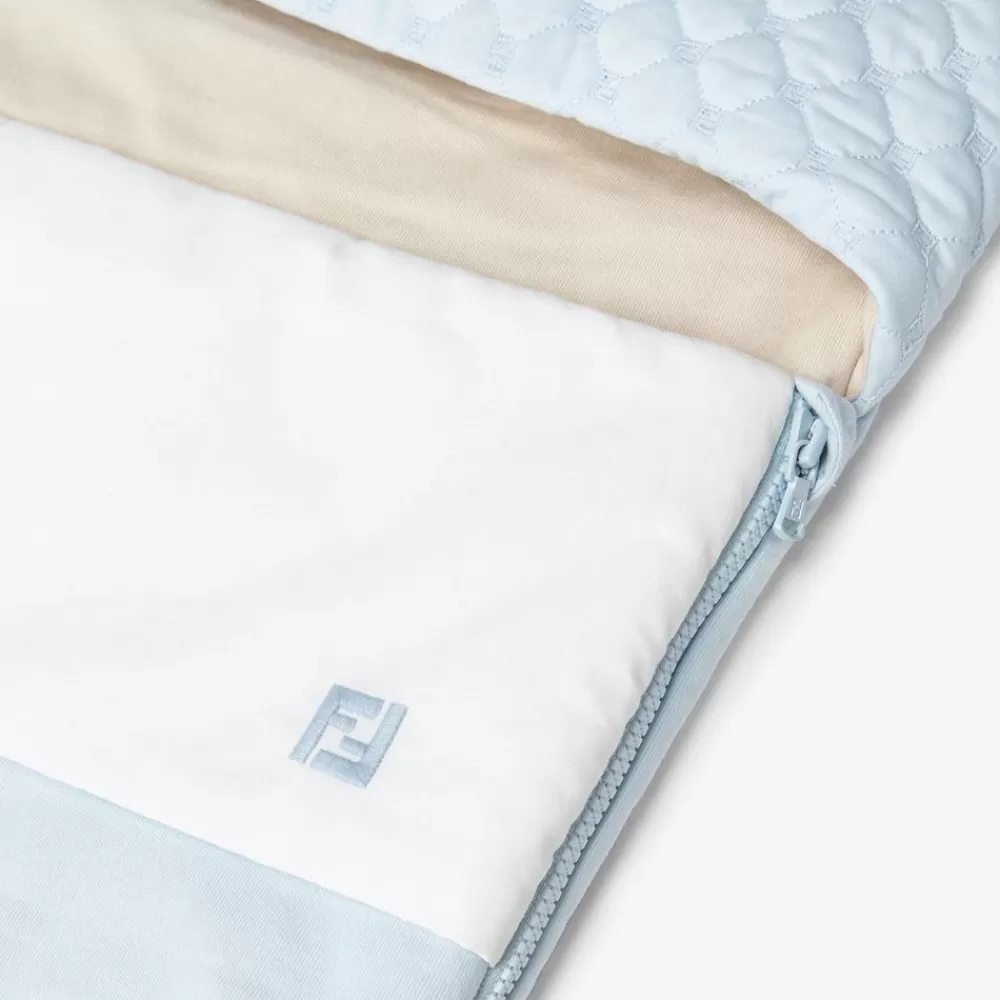 Bambino>Fendi Sacconanna Baby In Jersey Celeste Con Dettaglio Micro Logo Ff Trapuntato