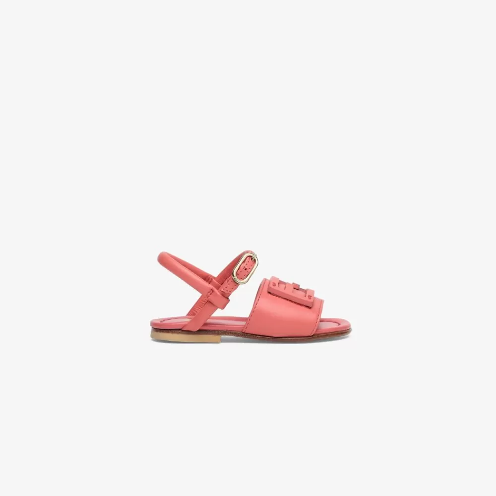 Scarpe>Fendi Sandalo In Nappa Corallo Per Primi Passi Con Logo