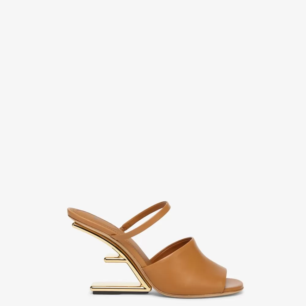 Slides E Sandali>Fendi Sandalo Tacco Alto In Pelle Marrone