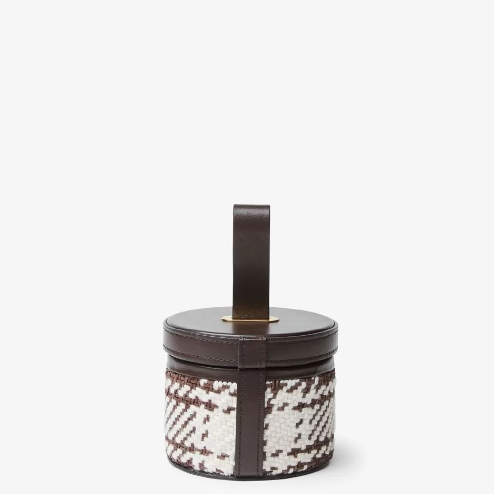 Accessori Per La Casa>Fendi Scatola Piccola In Tartan E Pelle Marrone Scuro