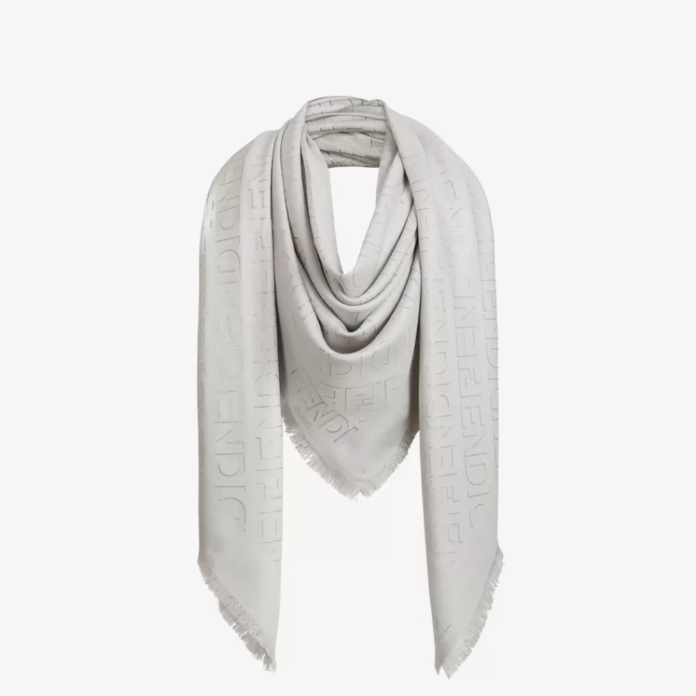 Sciarpe E Poncho>Fendi Scialle In Seta E Lana Grigia