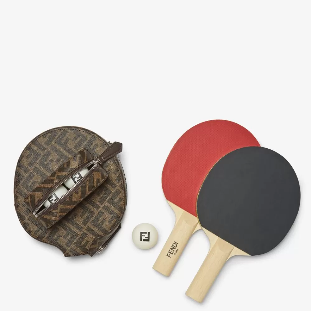 Viaggi E Lifestyle>Fendi Set Da Ping Pong In Tessuto Marrone