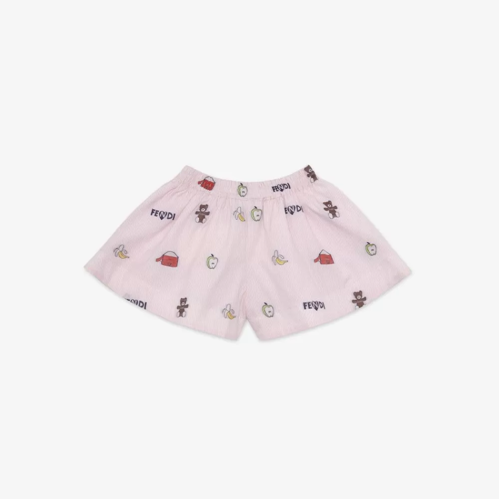 Bambina>Fendi Shorts Baby In Popeline Rosa E Multicolor