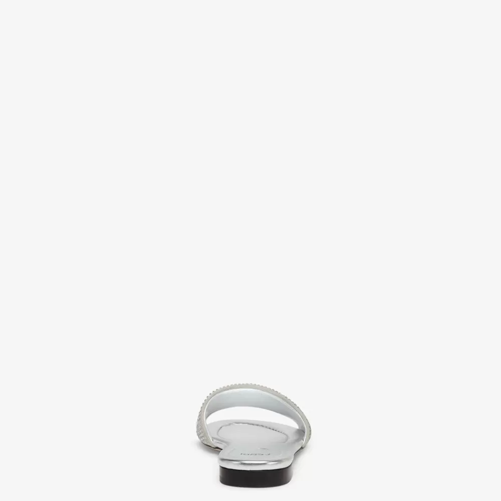 Slides E Sandali>Fendi Slide In Pelle Color Argento
