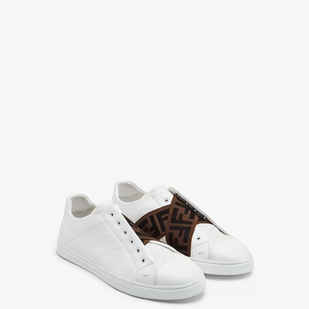 Sneakers>Fendi Slip On In Pelle Bianca