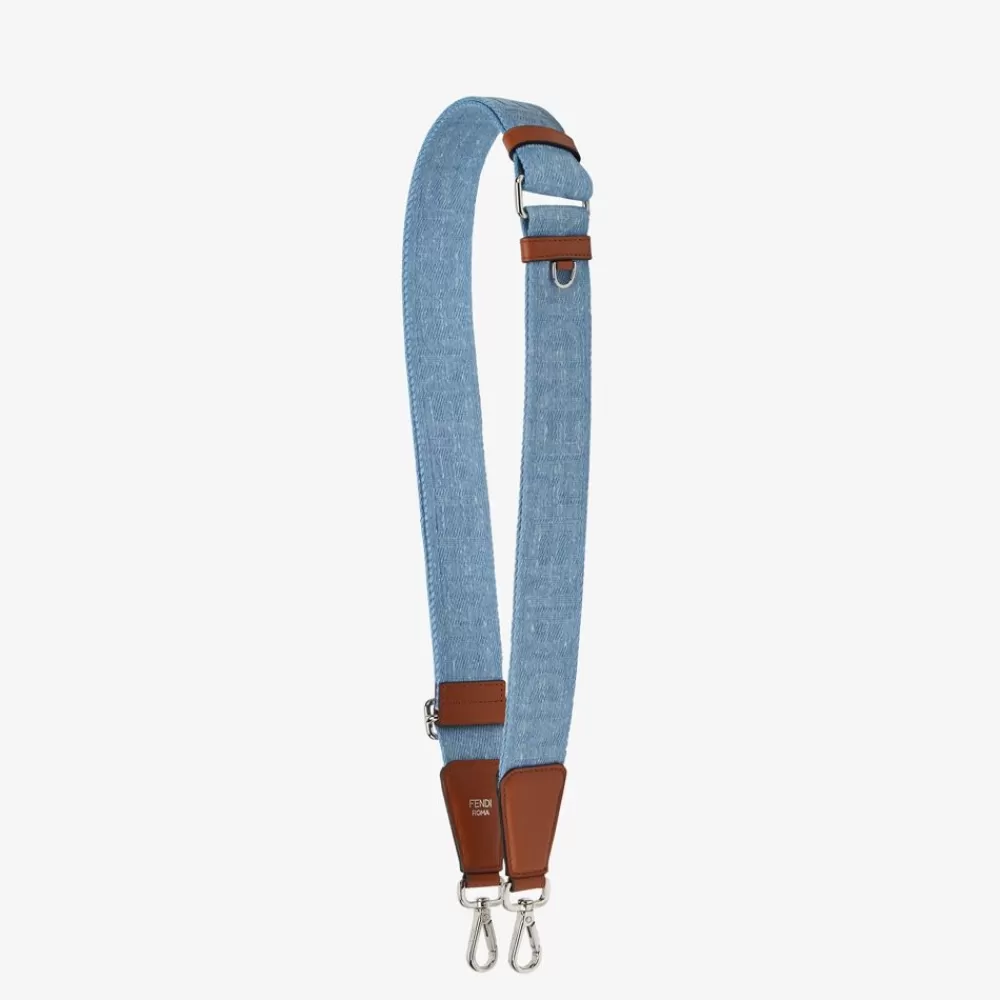 Tracolle E Accessori Per Borse>Fendi Tracolla In Denim Azzurro