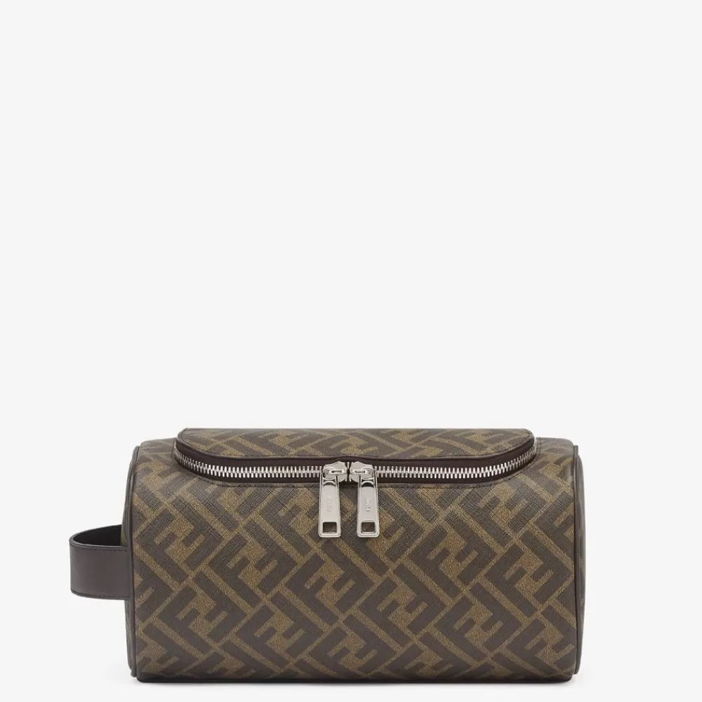 Viaggi E Lifestyle>Fendi Trousse In Tessuto Marrone