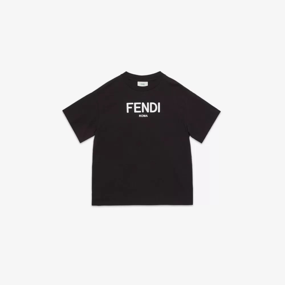 Abbigliamento>Fendi T-Shirt Junior In Jersey Nero