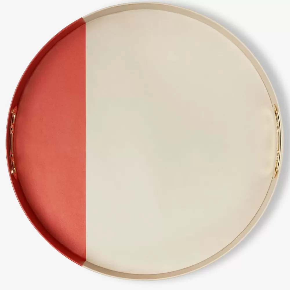 Accessori Per La Casa>Fendi Vassoio Large In Nappa Beige E Rosso