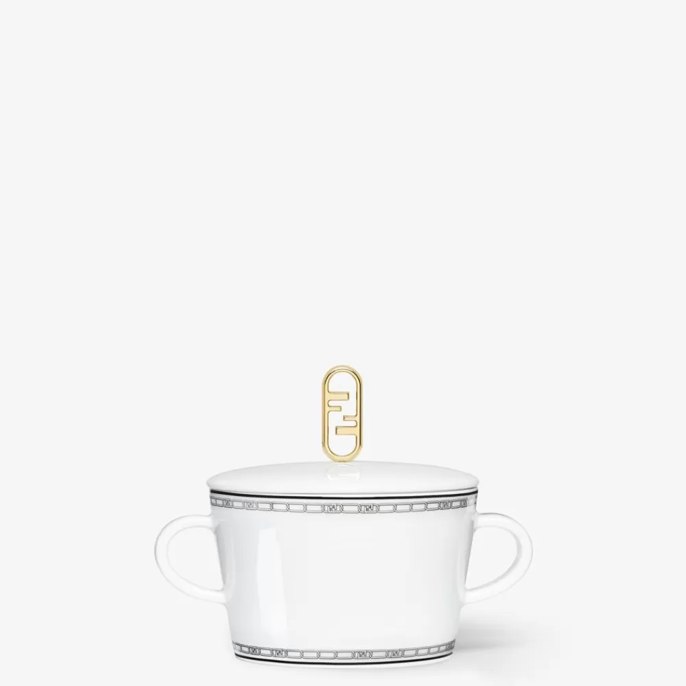 Accessori Per La Tavola>Fendi Zuccheriera In Porcellana Bianca