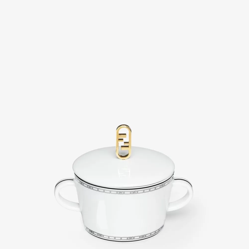 Accessori Per La Tavola>Fendi Zuccheriera In Porcellana Bianca